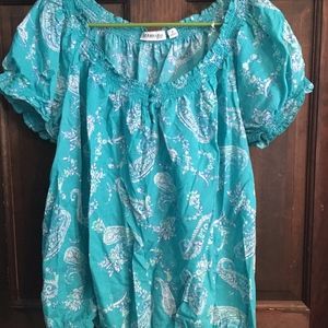 Aqua Paisley Top
